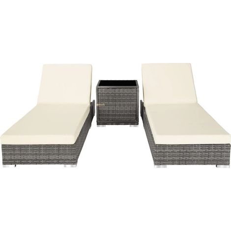 Bain de soleil ANTHRACITE duo avec multiples positions, 2 sets de housses et housse de protection noire (1/5)