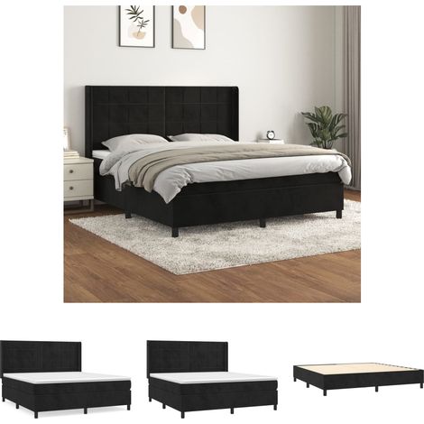 Boxspringbett mit Matratze，Schlafzimmerbett，Polsterbett，Hotellbett Schwarz 180x200 cm Samt DXJT461057 MaisonChic (1/5)