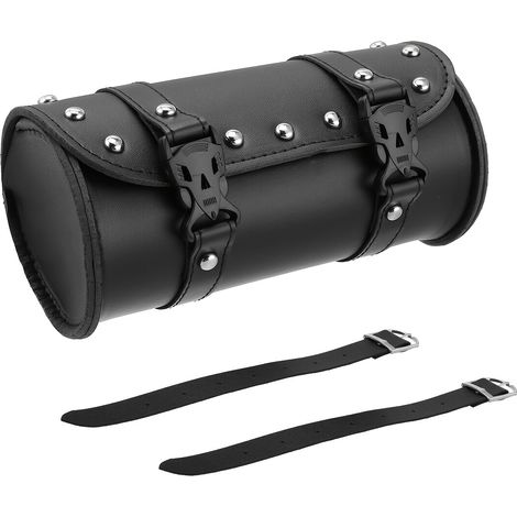 Sacoche de selle arrière pour moto – Similicuir – Style vintage – Universelle – Noir (1/5)