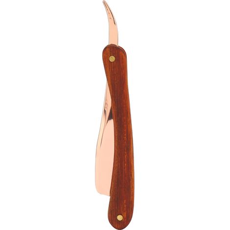 Lame de rasoir droite Old Style, manche en palissandre, rasoir de barbier à bord droit pour hommes et femmes, finition or rosé (1/5)