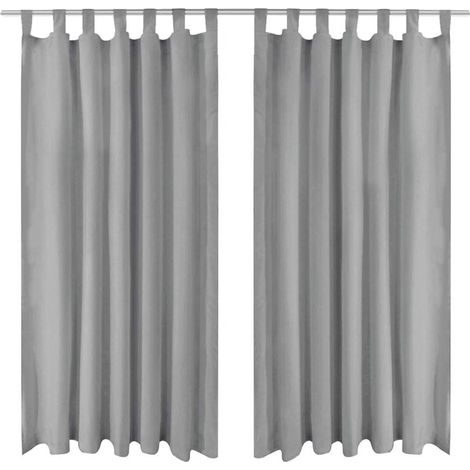 Vorhänge aus Mikro-Satin 2 Stk. mit Schlaufen 140×225 cm Grau vidaXL