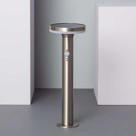 Balise LED Solaire Extérieure Helios Inox 6W en Saillie sur Pied 45cm avec Détecteur de Mouvement Helios Inox 3000K Blanc chaud (1/5)