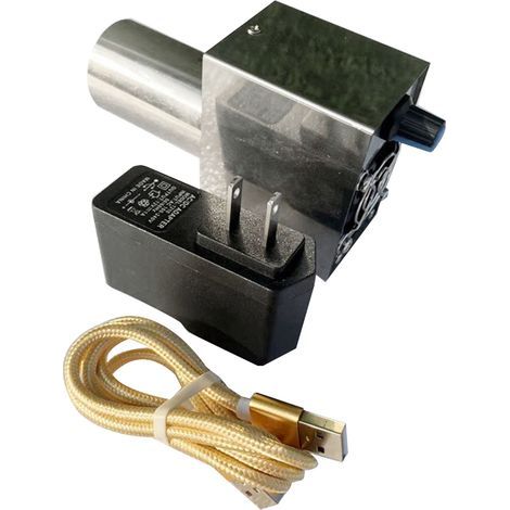 Ventilateur 12 V en acier inoxydable à vitesse réglable, adaptateur secteur AC100-240 V (prise américaine) pour barbecue, pique-nique et réchaud à charbon.-AquaForge