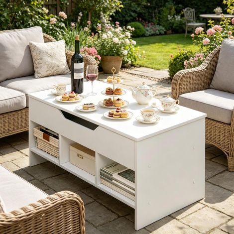 Mesa centro elevable con almacenaje madera 96 cm OKMYHOME (1/5)