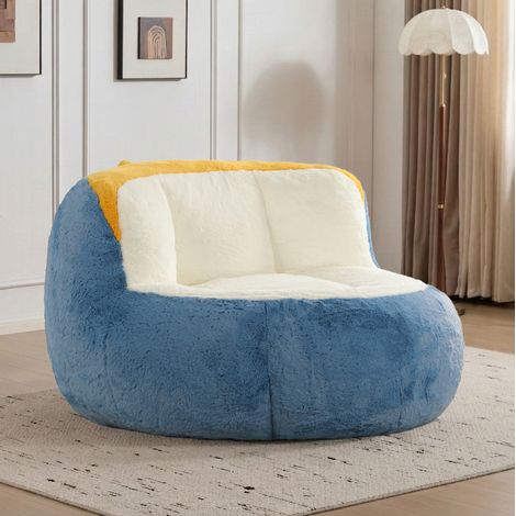 Sofá puf gigante de piel sintética multicolor, relleno de espuma triturada, no requiere montaje, para salón. (1/5)