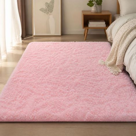BelleRise - Tapis shaggy moelleux antidérapant – polyester doux 4 cm – pour salon, chambre et canapé – rose 120 x 160 cm (1/5)