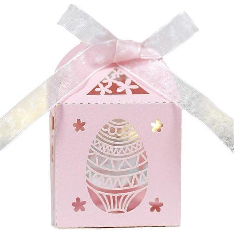 50 Stück Osterhasen-Boxen, Schokoladengeschenkboxen mit Schleifen, Gastgeschenke für Hochzeiten, Babypartys, Geburtstage, Überraschungsboxen für Partys. (1/4)