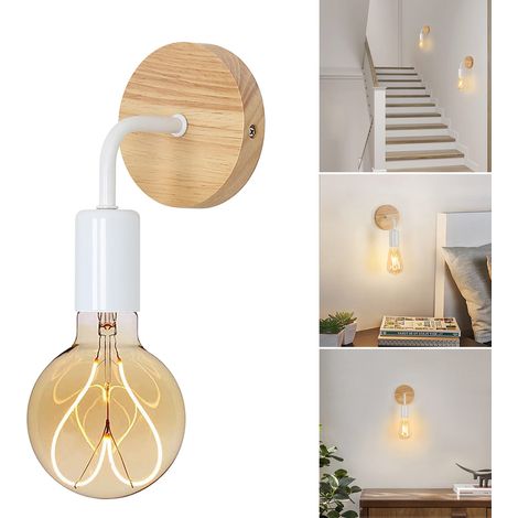 Applique murale en métal, Appliques Murale Interieur Industrielle, ampoule non incluse, E27 Vintage Luminaire Interieur pour Chambre, Salon, Couloir, Blanc (1/5)