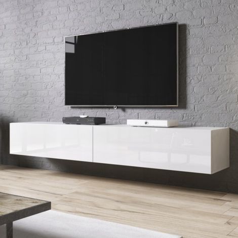 Meuble TV suspendu blanc 200 cm 2 portes Casual (1/2)
