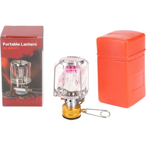 Lanterne à gaz d'extérieur Mini lampe coupe-vent pour tente, réchaud à gaz portable, éclairage de camping à la lumière douce et féérique, réchaud de cuisine portable (1/5)