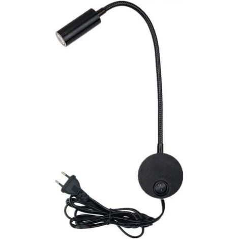 Applique Murale LED Flexible à Col de Cygne avec Interrupteur, Lampe de Lecture Orientable pour Bureau ou Chambre, Noir et Blanc Chaud
