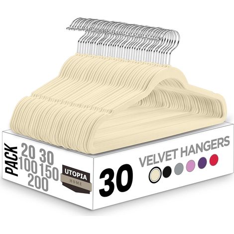 Lot 30 cintres velours adultes – antidérapants, crochet pivotant 360°