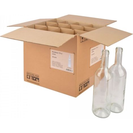 12er Weinflaschen-Karton (Bordeaux 75 cl) - Stabile & umweltfreundliche Flaschenaufbewahrung, Farbe: weiss (1/4)