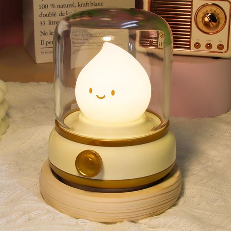 Veilleuse fantôme feu de camp – 2 modes, intensité variable, lumière ambre, silicone décoratif (1/4)