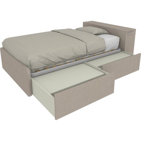 Letto una piazza e mezza 120x190 con contenitore - Ideale per camerette - Effetto tessuto (1/5)