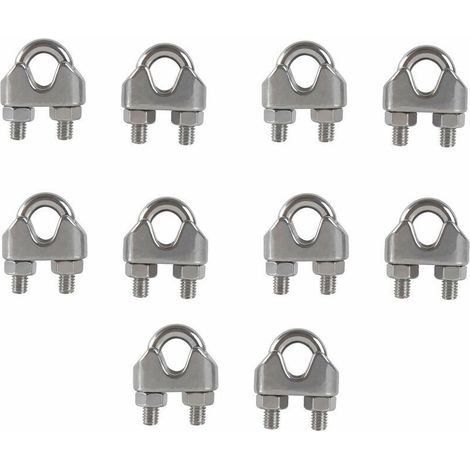 SHINING HOUSE M8 Serre-câbles Etrier U Boulon Clip de Câble 304 Acier inoxydable Selle de pince de Câble Câble métallique Clips pour etendoir linge exterieur10PCS (1/4)