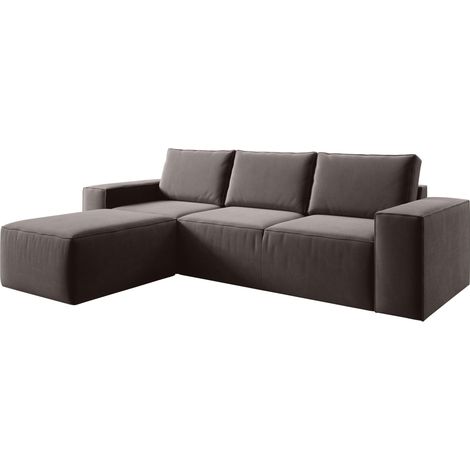 Canapé d'angle gauche convertible moderne tissu marron Willace 302cm (1/5)