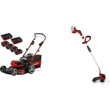 Tondeuse à Gazon sans Fil GP-CM 36/47 S HW Li Power X-Change (36V, 47cm Coupe, autotractée) 4 Batteries 4,0Ah et 2 Chargeurs Doubles + Coupe-Bordures sans Fil GP-CT 36/35 Li BL