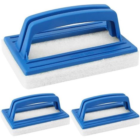 Brosse Éponge Ligne d'eau, 3 Pièces Brosse de Piscine en Plastique avec poignées Brosse Plancher Mur Piscine Outil de Nettoyage pour Nettoyer Piscine Spa Baignoires Murs Bleu (1/5)