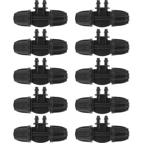10 Schlauchverschraubungen 8/11 bis 4/7, 4-Wege-Reduzierverschraubungen mit Widerhaken und Verriegelungsmechanismus, Bewässerungsarmaturen (1/5)