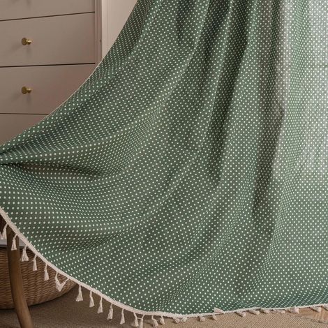CCYKXABohemian chic 1-panel curtain with vintage tassels in cotton and linen for bedroom, length 86 cm, 150 x 220 cm (1/5)
