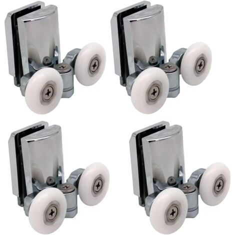 Juego de 4 rodillos para puerta de ducha, 23 mm – Metal y aleación de zinc – Orificio de vidrio de 8 a 10 mm – Para puertas correderas