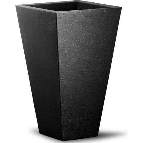 Large Plant Pot Planter Box Balcony Pots Cube Flower Box Capri 35x35x55cm Grey Brown (1/2)