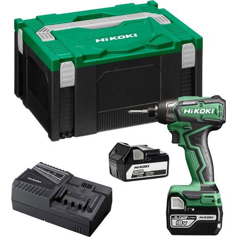 Hikoki – Visseuse à chocs 18V Brushless – 2 batteries Li-Ion 5Ah – Couple 140Nm – Moteur compact pour espaces restreints – Coffret Hitcase