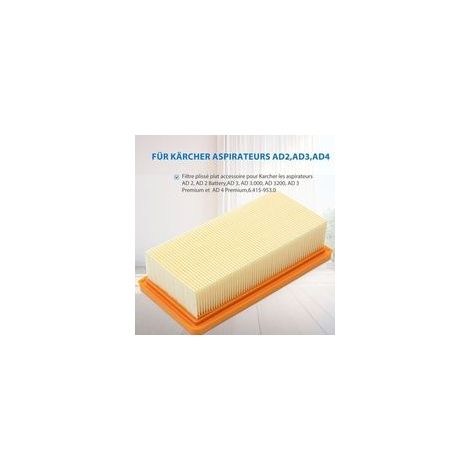 3 Pack KFI 7420 Filtre plissé plat accessoire pour Kärcher les aspirateurs AD 2, AD 2 Battery,AD 3, AD 3.000, AD 3200, AD 3 Premium et AD 4 Premium,6.415-953.0 (1/3)