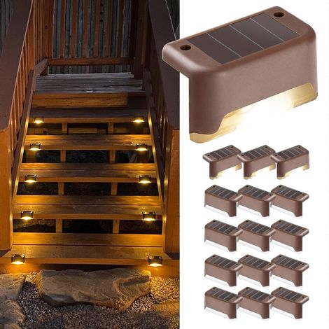 Lampes solaires d'extérieur, lot de 4/8/12, étanches, à LED, pour escaliers, marches, clôtures, balustrades, jardin et terrasse - G (1/5)