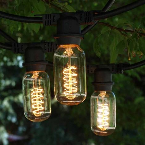 Guirlande guinguette vintage 10M Dimmable 10 ampoules spirales filaments blanc très chaud T45 connectable (1/5)