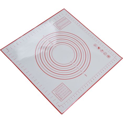 Silikon-Backmatte 60 x 60 cm / 23,6 x 23,6 Zoll, Fondantmatte mit Skala zum Ausrollen von Teig, Backen, Rot (1/5)