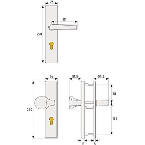 Abus KLT512 F1 247903 EK Ferrure de porte en aluminium avec poignee des 2 cotes