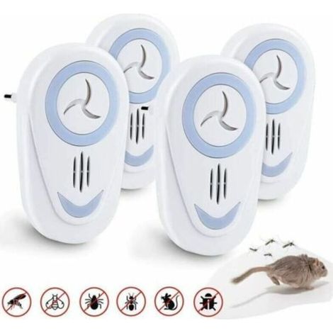 Répulsif à ultrasons contre les moustiques, répulsif contre les insectes et les rongeurs, répulsif contre les moustiques d'intérieur électronique pour souris, souris, moustique, cafard, mouches, cafar (1/4)