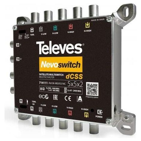 Multiswitch televes msu5216c 5 entrées 2 sorties 950-2150 MHz