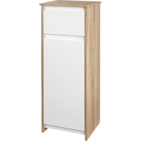 Chariot de rangement, naturel, 32,6 x 30 x 90 cm, avec tiroirs, pour maison cuisine salle de bain, rangement mobile