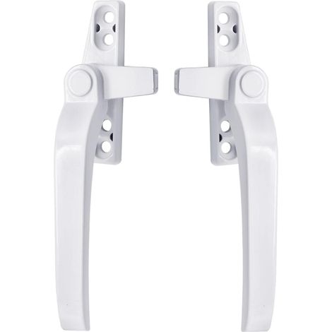 Window handles, a pair of white universal aluminum alloy window handles for right and left with locks, childproof casement window handles for double glazing, window door safety switch (2 pieces) (1/5)