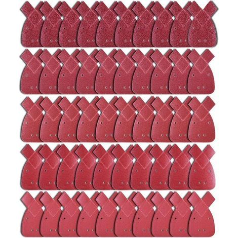 50 Pièces Feuilles Abrasives Feuille de Ponçage 10 X Grains 40/60/ 80/120/ 240 Papier Abrasif Triangles de Ponçage Fit Black and Decker Detail Palm Sander,AAFGVC (1/5)