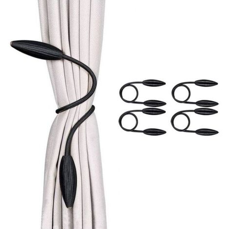 Set of 4 (Black) European Style Decorative Creative Twisted Curtain Tiebacks for Home Office Window (1/5)