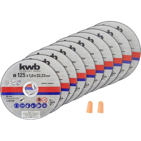 Disques à tronçonner Mince Meuleuse d'angle 125 mm Disque de tronçonnage p. Acier inoxydable INOX en boîte de rangement avec bouchons d'oreilles. 125 x 1 x 22,23, Ø