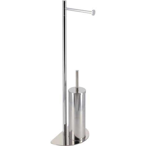 Derouleur et brosse wc metal acier inoxydable base demi lune - chrome - Tendance (1/3)