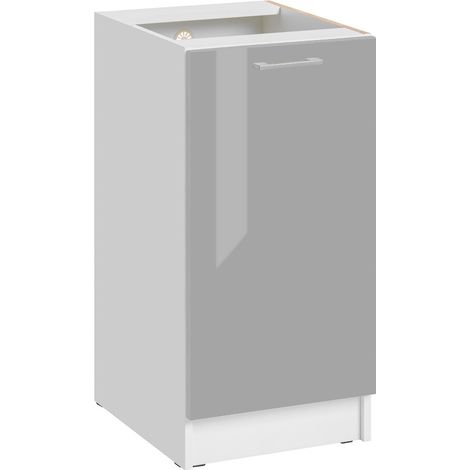 Mueble bajo de cocina Eco Gris Brillo 1 puerta L 40 cm
