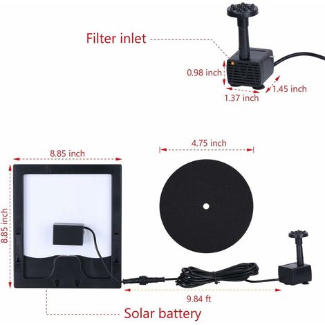 Pompe de bassin solaire améliorée pour fontaine solaire.5W A (1/4)