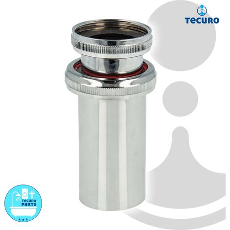 tecuro Tauchrohr mit Ø 38 x 1 1/4 Zoll Überwurfmutter x 92 mm SONDERAUSFÜHRUNG, Messing verchromt (1/3)