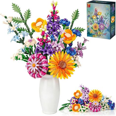 Ensemble de construction de bouquet de plantes artificielles, fleurs sauvages et tropicales à composer soi-même, décoration pour la maison ou le bureau, cadeau d'anniversaire pour filles
