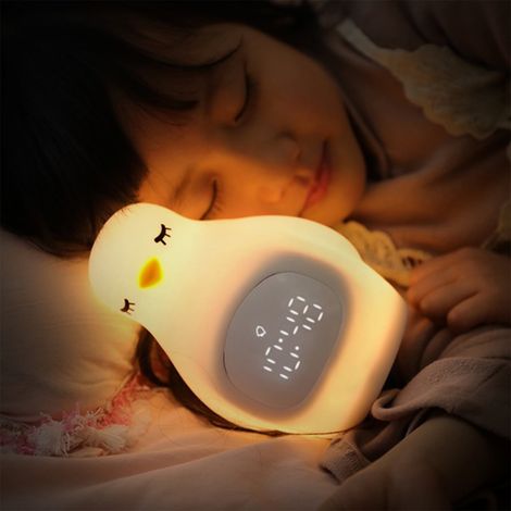 Réveil Led - Pingouin - Veilleuse Réglable Chaud/Froid - Rechargeable USB - Fonction Snooze - Pour Étudiants - 1 Pièce (1/5)