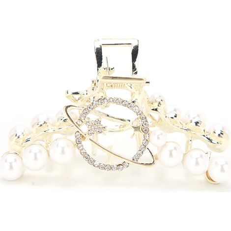 Pince à cheveux coréenne ornée de strass, pince à cheveux perle pour frange, accessoire de cheveux élégant et féminin avec strass 3 Planet (1/5)