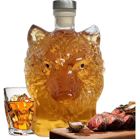 Carafe Whisky Bouteille Whisky Artistique Et Élégante Contenant Spiritueux Carafe à vodka tête de loup 35 cl Rangement Bar Maison, Collection Whisky Bourbon, Meuble Cocktail Barman