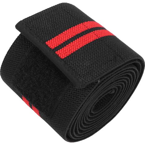 Genouillère de sport élastique compressive, manchon de soutien pour haltérophilie, noir et rouge, bande de maintien articulaire (1/5)