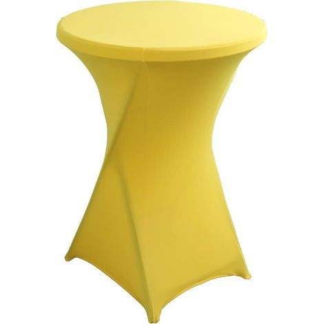 Nappe Housse Lavable Nappe Mange Debout Ronde Protection pour Bar Table de Banquet de Mariage Table Cocktail Haute de Bistro (Jaune, φ:60cm×H:110cm) (1/5)